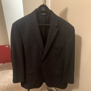 Navy checked sports coat 46R, like new